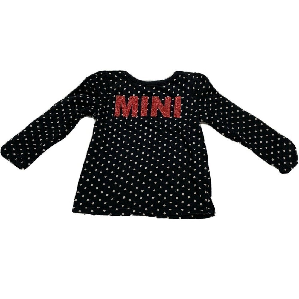 Crazy 8 Top Girls Toddler 2T Long Sleeve Pullover Black White Polka Dots Cotton